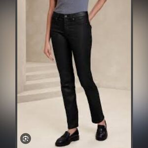BANANA REPUBLIC High-Rise Slim Coated Jean, Black, Size 6 Tall